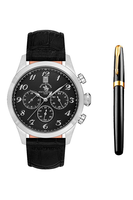 SB.1.10551 Elegant Santa Barbara Polo Men's Watch Genuine Leather Band