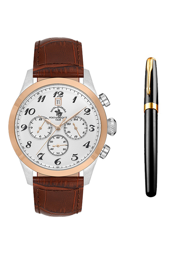 SB.1.10551 Elegant Santa Barbara Polo Men's Watch Genuine Leather Band