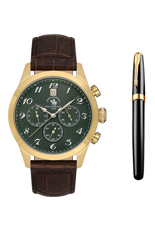 SB.1.10551 Elegant Santa Barbara Polo Men's Watch Genuine Leather Band